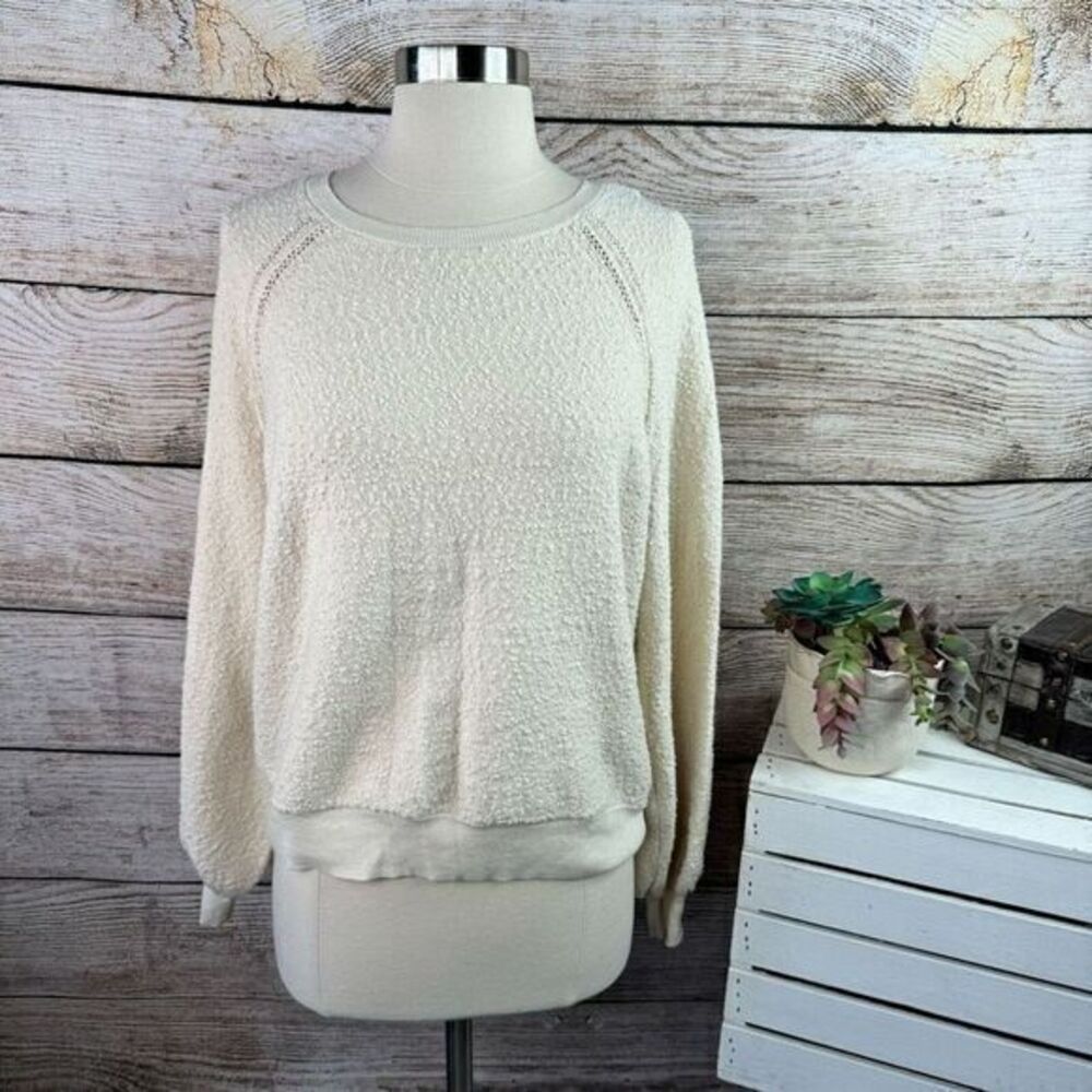 5/$25 American Eagle Women's Boho Popcorn Textured Ivory Sweater Size Small